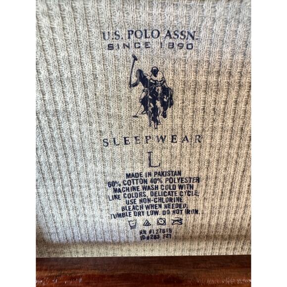 US POLO ASSN. Waffle Knit Thermal Gray Pajama Lounge Shirt Men’s Size Large Cozy - Picture 2 of 6
